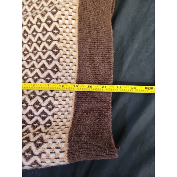 Jacquard Chocolate Brown Knit Cardigan Sweater Size L Women's Academia Old Money - Picture 8 of 8